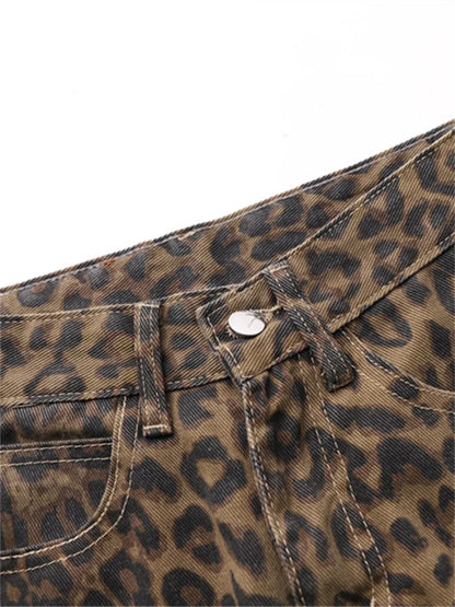 Fierce Fit – High Waist Leopard Print Baggy Jeans