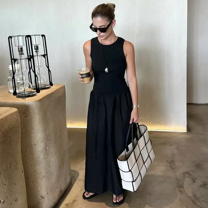 HXAO Elegant Sleeveless Long Dress – Spring 2025 Y2K Style