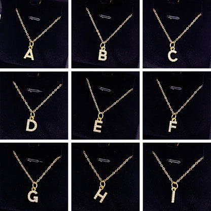 Kpop Shining A-Z Letter Pendant Charm Necklace 26 Initial Alphabet Name Golden Clavicle Chain Party Valentine's Day Jewelry Gift
