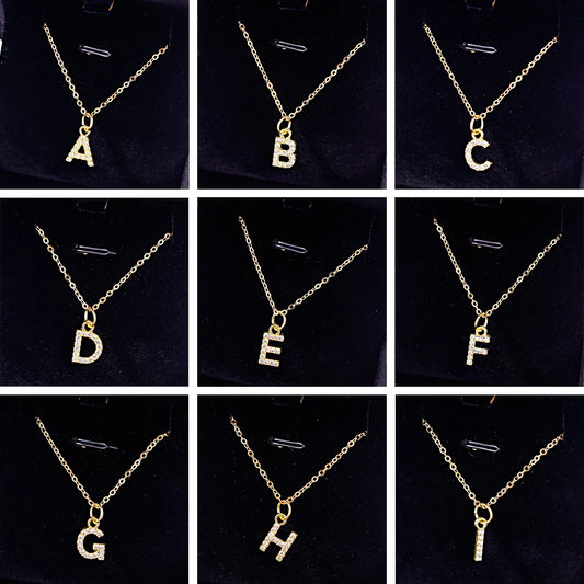 Kpop Shining A-Z Letter Pendant Charm Necklace 26 Initial Alphabet Name Golden Clavicle Chain Party Valentine's Day Jewelry Gift