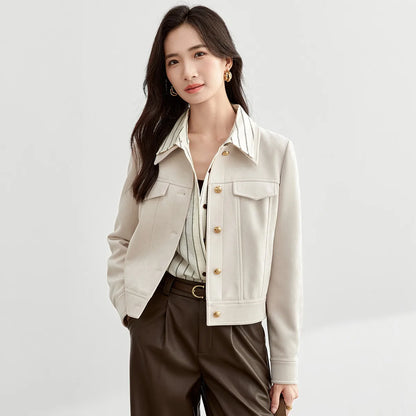 SENTUBILA Women’s Retro Leather Moto Jacket – Vintage Short Winter Coat