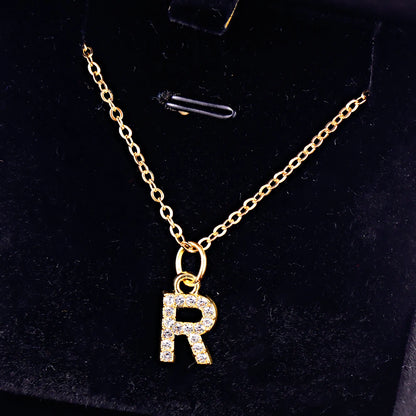 Kpop Shining A-Z Letter Pendant Charm Necklace 26 Initial Alphabet Name Golden Clavicle Chain Party Valentine's Day Jewelry Gift