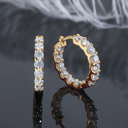 Sparking 925 Silver 3mm Round Moissanite Hoop Stud Earrings For Women Men Couple 14K Gold Plated Wedding Jewelry with GRA Gift