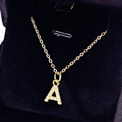 Kpop Shining A-Z Letter Pendant Charm Necklace 26 Initial Alphabet Name Golden Clavicle Chain Party Valentine's Day Jewelry Gift