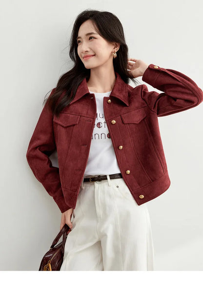 SENTUBILA Women’s Retro Leather Moto Jacket – Vintage Short Winter Coat