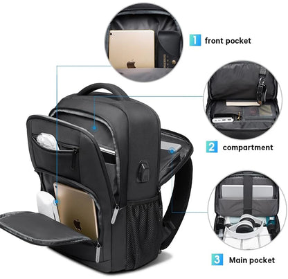 BANGE Waterproof School Laptop Backpack with USB Charging