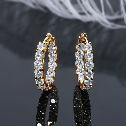 Sparking 925 Silver 3mm Round Moissanite Hoop Stud Earrings For Women Men Couple 14K Gold Plated Wedding Jewelry with GRA Gift