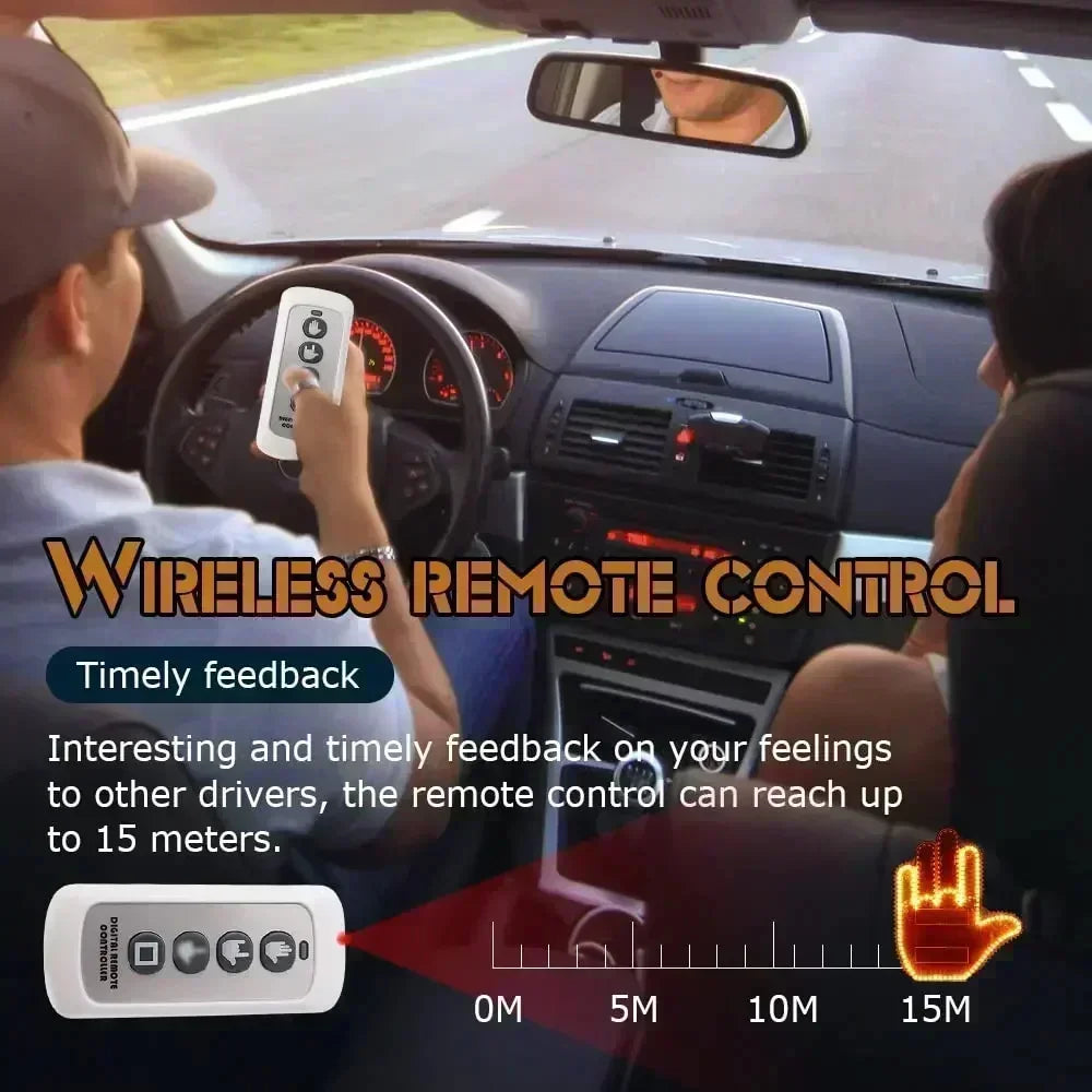 Car Expression Remote Control Led Lighting Road Rage Middle Finger Gesture Palm Light Accessories