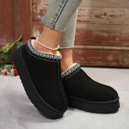 Women’s Winter Fur Ankle Snow Boots – Warm Plush Chelsea Flats