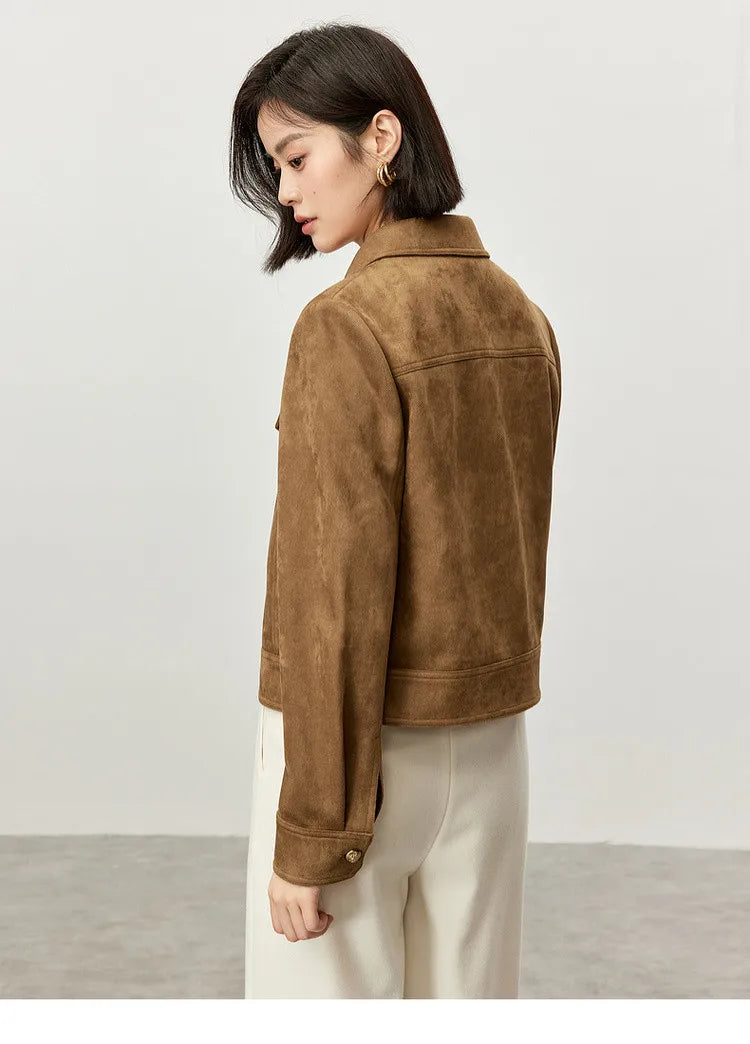 SENTUBILA Women’s Retro Leather Moto Jacket – Vintage Short Winter Coat