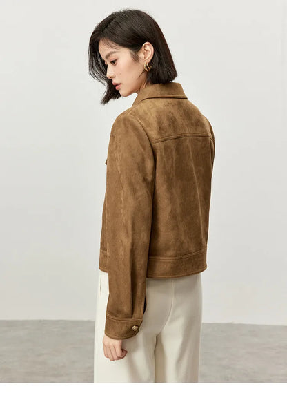 SENTUBILA Women’s Retro Leather Moto Jacket – Vintage Short Winter Coat