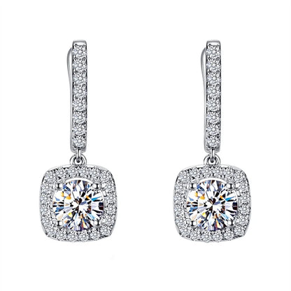 Charm Female White Red Green Blue Zircon Stone Hoop Earrings Silver Color Simple Wedding Jewelry For Women