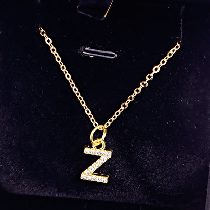 Kpop Shining A-Z Letter Pendant Charm Necklace 26 Initial Alphabet Name Golden Clavicle Chain Party Valentine's Day Jewelry Gift