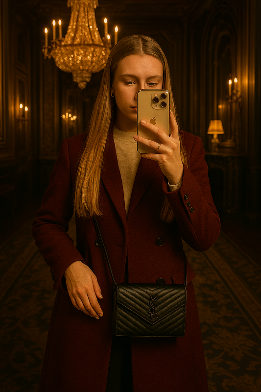 Women's Burgundy Wool Blend Double-Breasted Coat